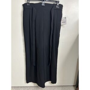 Zara Basic Collection Women's Black Wide Leg‎ Tie Front Palazzo Pants M
